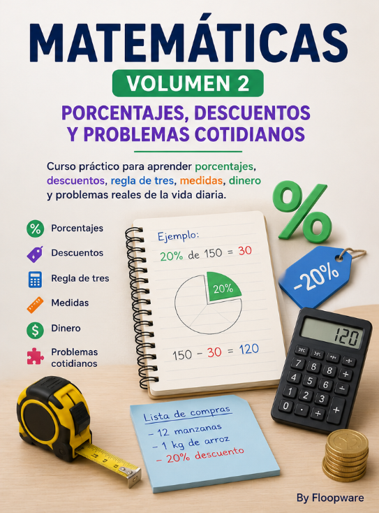 Matemáticas volumen 2: porcentajes, descuentos y problemas cotidianos